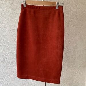 BCBGMaxAzria Red Suede Pull on Pencil Skirt - XXS
